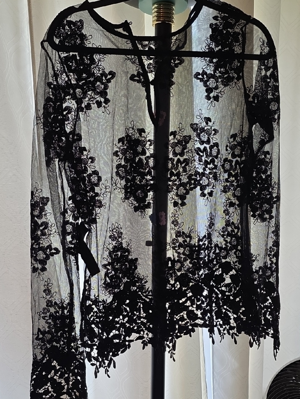 Zara Black Sheer Floral Lace Top